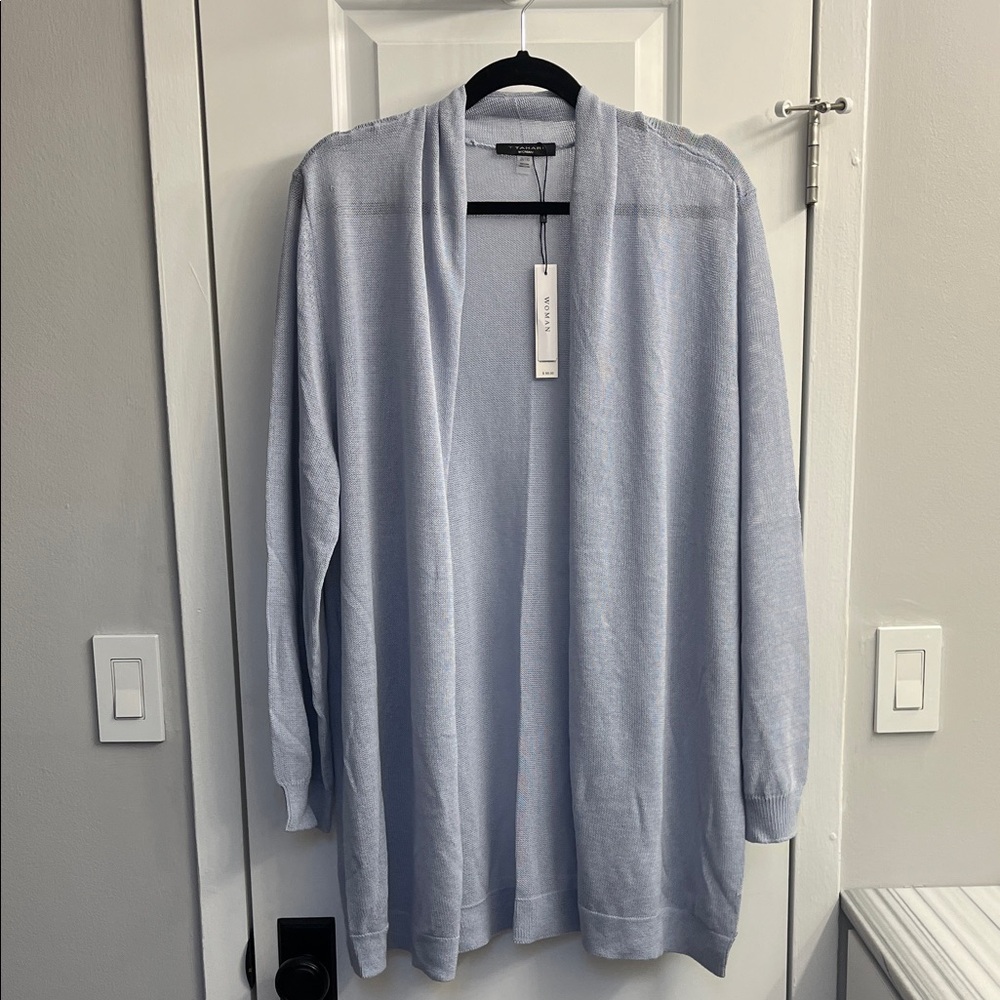 T Tahari Women’s 2X Blue Mesh Fabric Sweater NWT